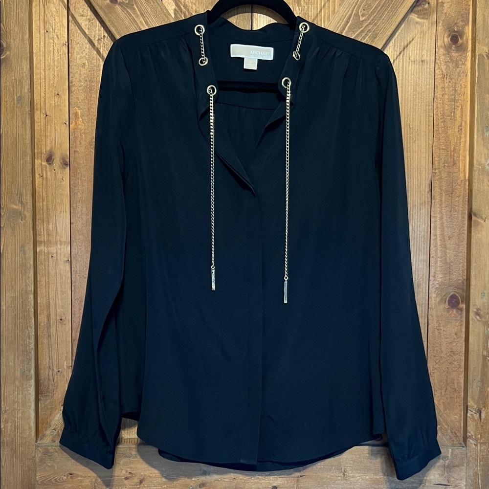MICHAEL Michael Kors Black Blouse with Chain Detail